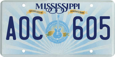 MS license plate AOC605
