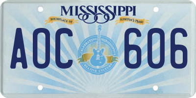 MS license plate AOC606
