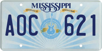 MS license plate AOC621