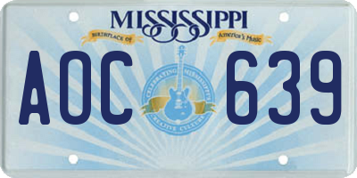 MS license plate AOC639