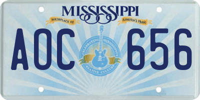 MS license plate AOC656