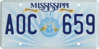 MS license plate AOC659