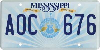 MS license plate AOC676