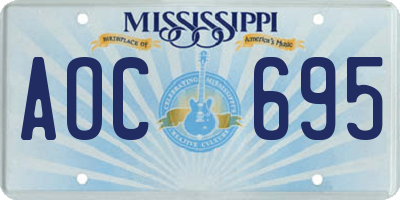 MS license plate AOC695