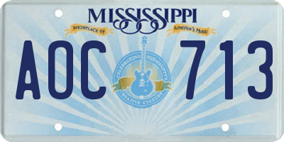 MS license plate AOC713
