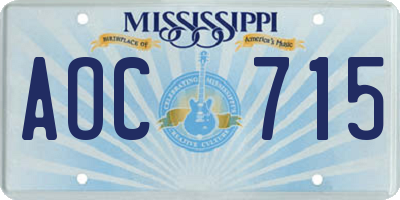MS license plate AOC715