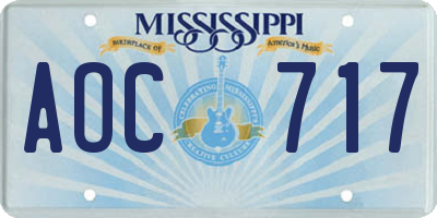 MS license plate AOC717
