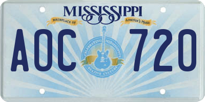 MS license plate AOC720