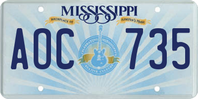 MS license plate AOC735