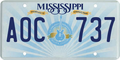 MS license plate AOC737