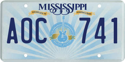 MS license plate AOC741