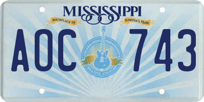 MS license plate AOC743