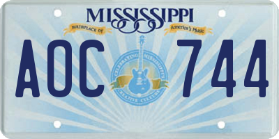 MS license plate AOC744