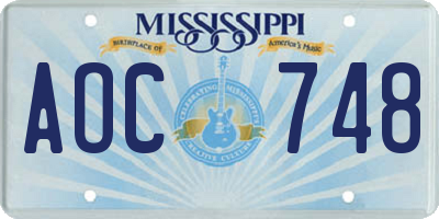 MS license plate AOC748