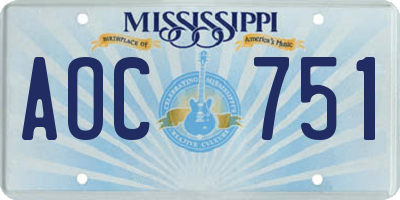 MS license plate AOC751