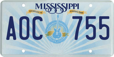 MS license plate AOC755