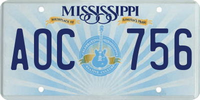 MS license plate AOC756