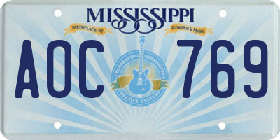 MS license plate AOC769