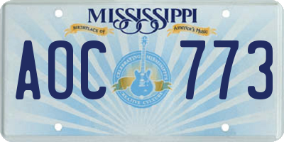 MS license plate AOC773