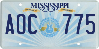 MS license plate AOC775
