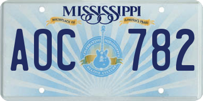 MS license plate AOC782