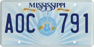 MS license plate AOC791