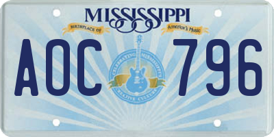 MS license plate AOC796