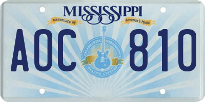MS license plate AOC810