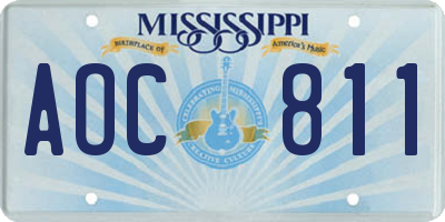 MS license plate AOC811