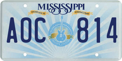 MS license plate AOC814