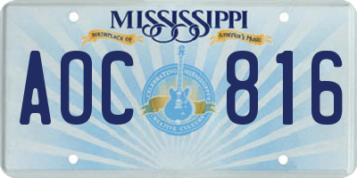 MS license plate AOC816
