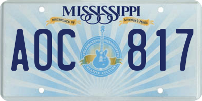 MS license plate AOC817