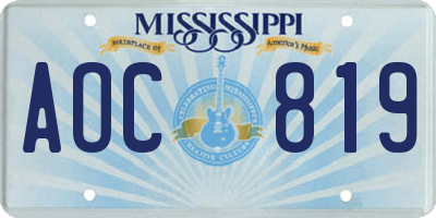 MS license plate AOC819