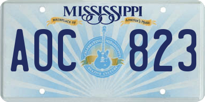 MS license plate AOC823