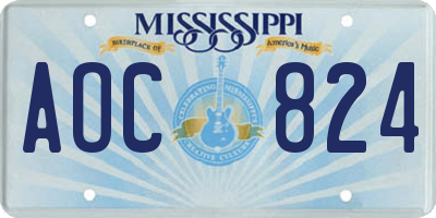 MS license plate AOC824