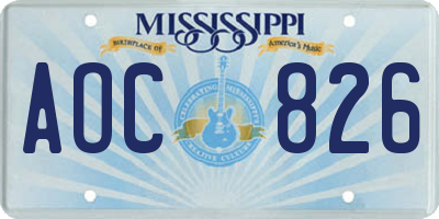 MS license plate AOC826