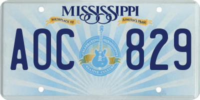 MS license plate AOC829
