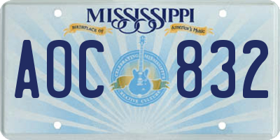 MS license plate AOC832