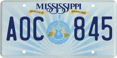 MS license plate AOC845