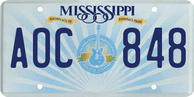 MS license plate AOC848