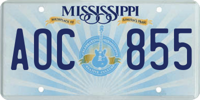 MS license plate AOC855