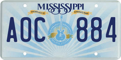 MS license plate AOC884