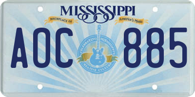 MS license plate AOC885