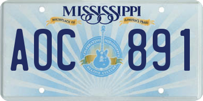 MS license plate AOC891