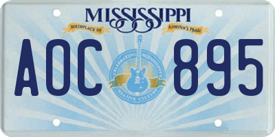MS license plate AOC895