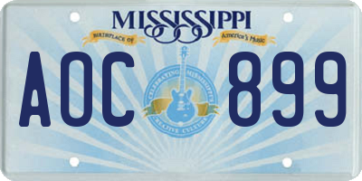 MS license plate AOC899