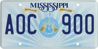 MS license plate AOC900
