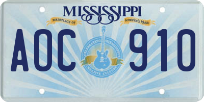 MS license plate AOC910