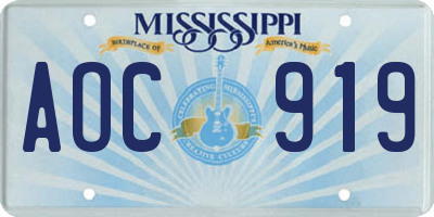 MS license plate AOC919