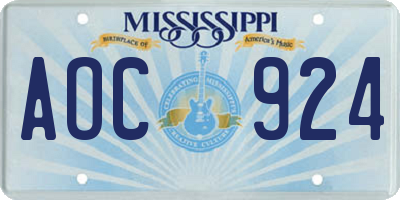 MS license plate AOC924